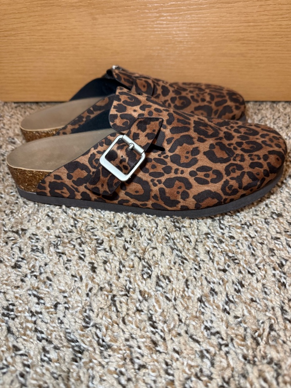 Universal Thread Leopard Print Buckle Clog in Brown and Black